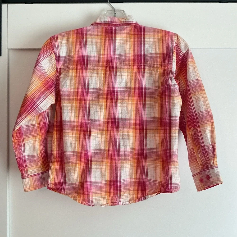 Twenty X Button‎ Down Plaid Pink Long Sleeve Shirt Youth Sz L Rodeo Western